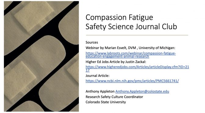 Compassion Fatigue: Safety Journal Club Discussion, Sept 22, 2020
