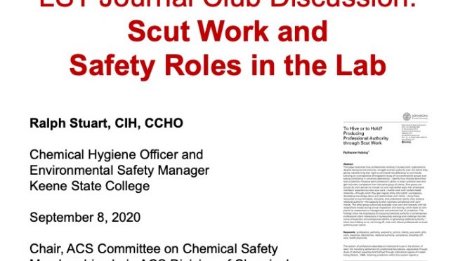 Scut Work and Safety Roles in the Lab: Safety Journal Club, 9/8/2020