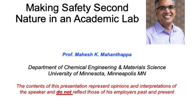Making Safety Second Nature in an Academic Lab: Safety Journal Club Discussion, OCT 20, 2020