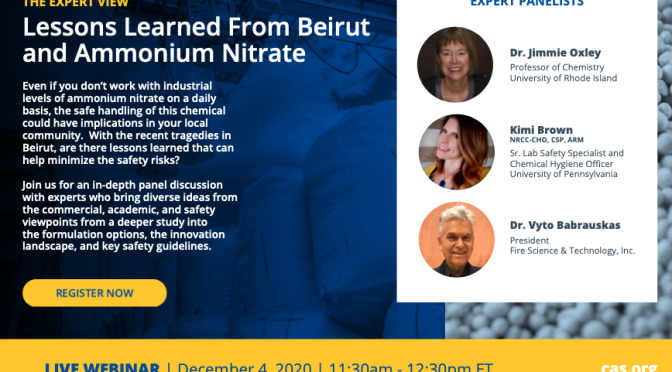 Webinar: Lessons learned from Beirut and Ammonium Nitrate